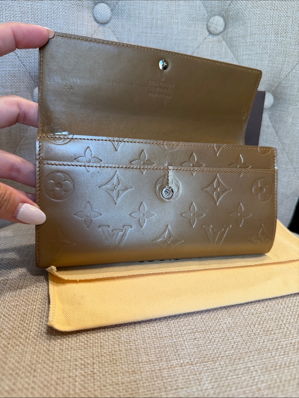 LOUIS VUITTON MONOGRAM MATTE Vernis BRONZE LONG WALLET Rare Finish w Box & Dusty - Picture 6 of 12